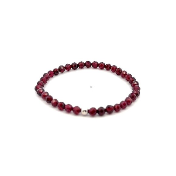 Natural Garnet Gemstone Mini 3mm 18K White Gold Charm Bead January Birthstone - Picture 1 of 5